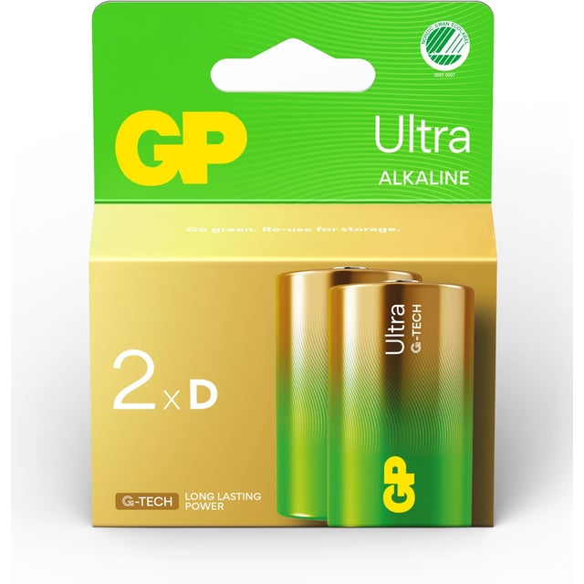 GP Batteries Ultra Alkaline D LR20 Svanenmärkt 2 st
