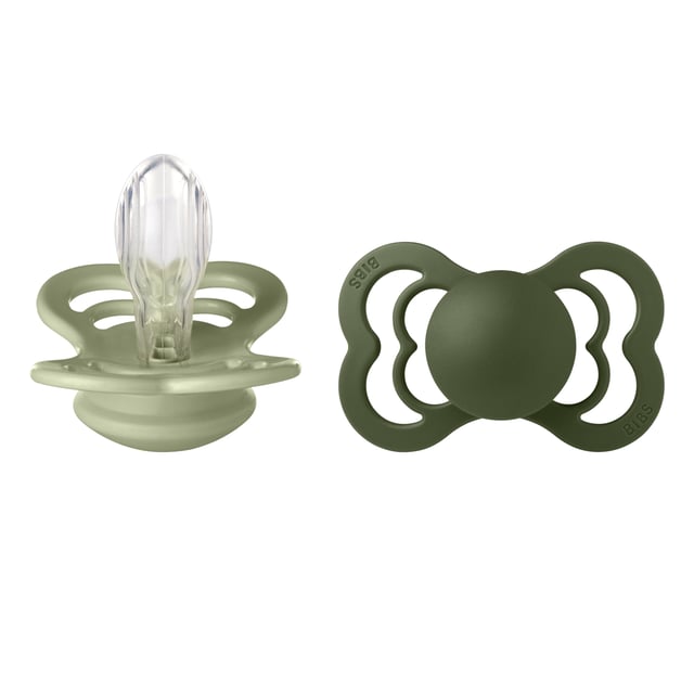BIBS Supreme Silicone 6+ månader Size 2 Sage/Hunter Green · 2 st