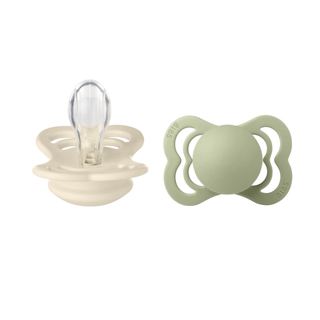 BIBS Supreme Silicone 0+ månader Size 1 Ivory/Sage · 2 st