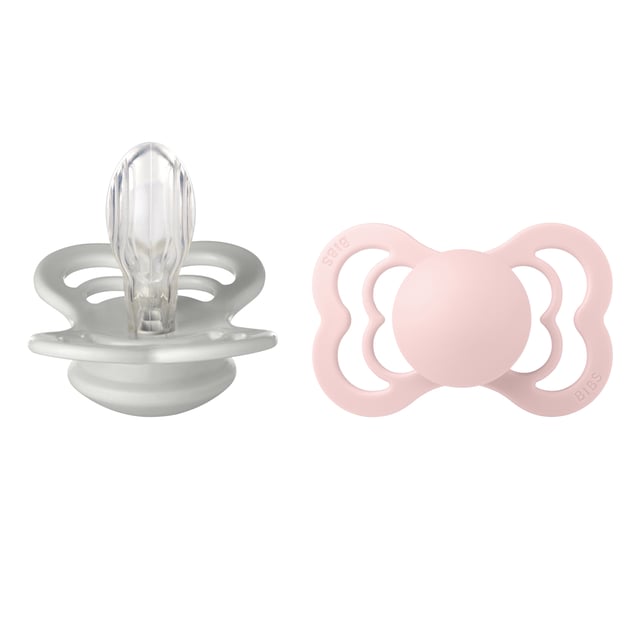 BIBS Supreme Silicone 6+ månader Size 2 Haze/Blossom · 2 st