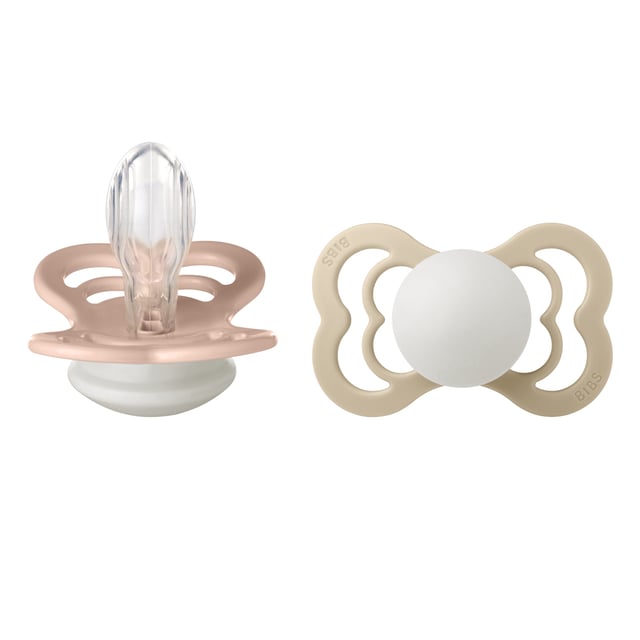 BIBS Supreme Silicone 6+ månader Size 2 Blush Glow/Vanilla Glow · 2 st