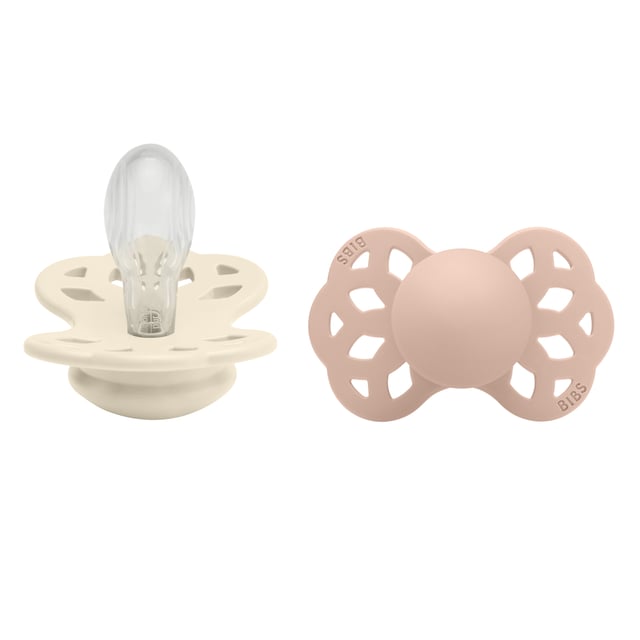 BIBS Infinity Symmetrical Silicone 6+ månader Size 2 Ivory/Blush · 2 st