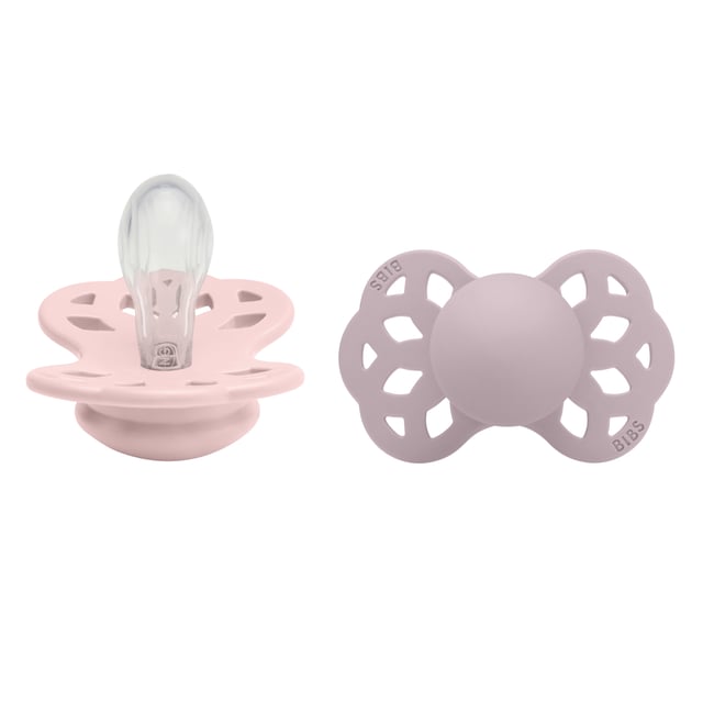 BIBS Infinity Silicone Symmetrical Size 1 Blossom/Dusky Lilac · 2 st