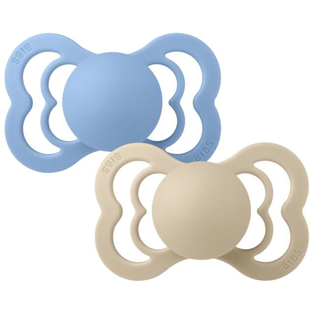 BIBS Pacifier Supreme Silicone Size 2 Vanilla/Sky Blue · 2 st