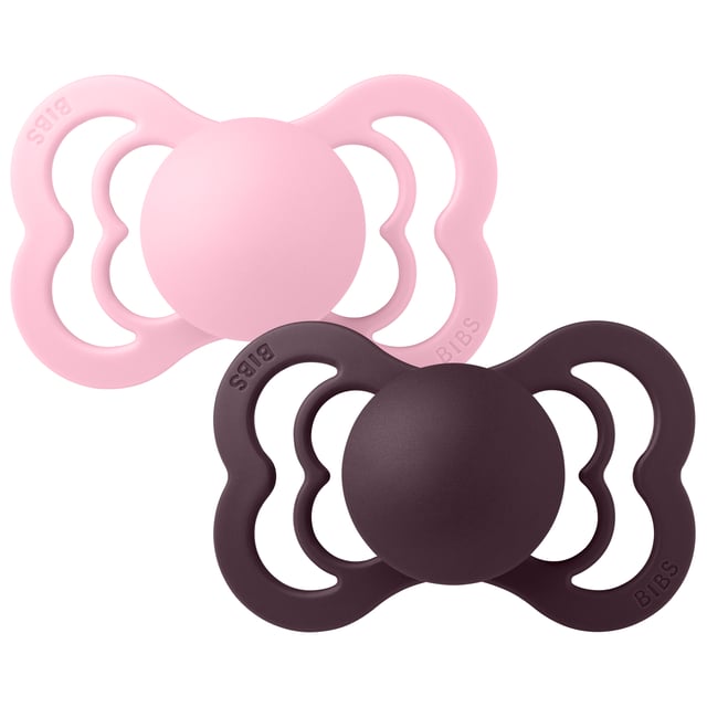 BIBS Pacifier Supreme Silicone Size 2 Baby Pink/Plum · 2 st
