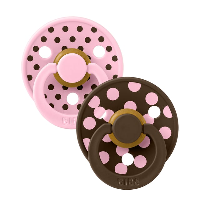 BIBS Pacifier Studio Colour Polka Latex Size 2 Baby Pink/Mocha · 2 st