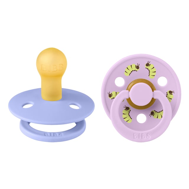 BIBS Studio Colour Pacifier Caterpillar Mix Latex Size 1 Round Hush/Violet Sky · 2 st
