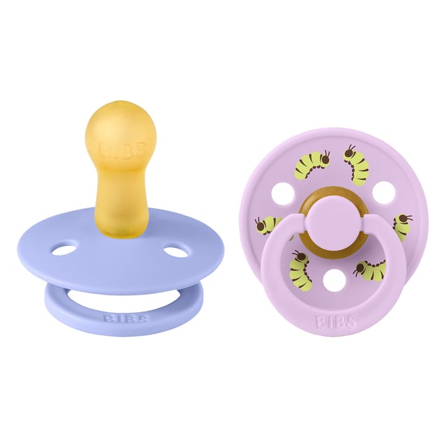 BIBS Studio Colour Pacifier Caterpillar Mix Latex Size 2 Round Hush/Violet Sky · 2 st