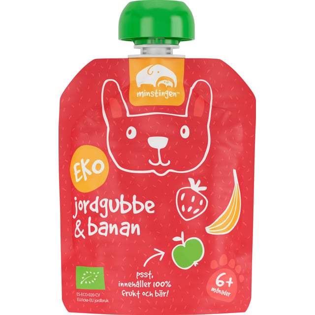 Minstingen Klämpåse banan/jordgubb 90 g