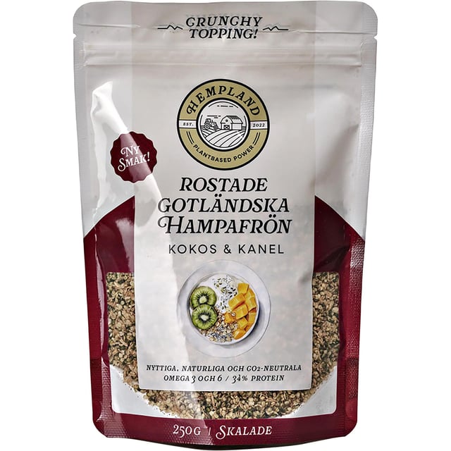 Hempland Rostade & Skalade Gotländska Hampafrön Kokos & Kanel 250 g