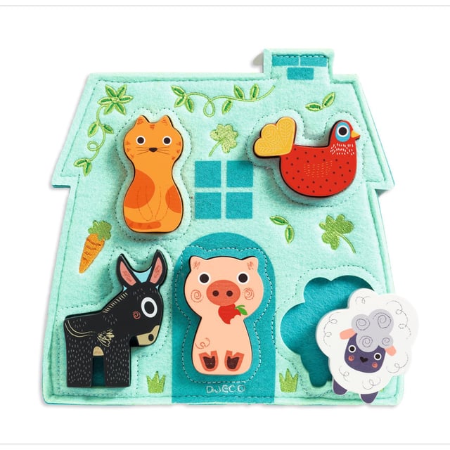 Djeco Relief Puzzle Mouki 5 Bitar Filtpussel
