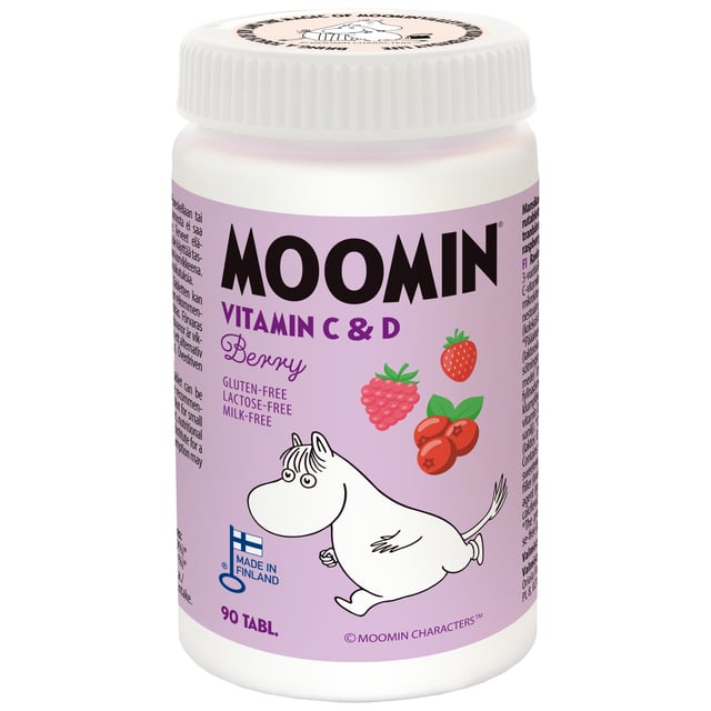 Moomin Vitamin C & D Röda Bär 90 Tabletter