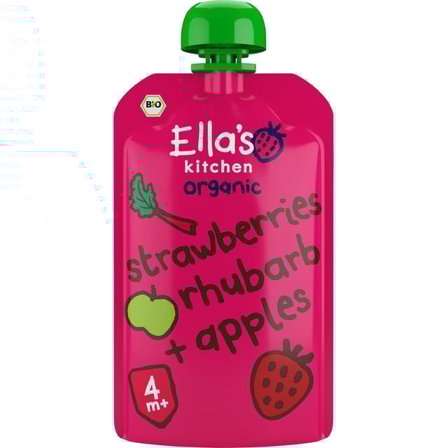 Ella's Kitchen Puré Jordgubbar, Rabarber & Äpple 120 g