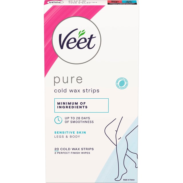 Veet Pure Cold Wax Strips Leg & Body Sensitive Skin 20 st