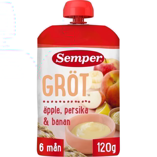 Semper Grötklämmis Äpple, Persika & Banan 120 g