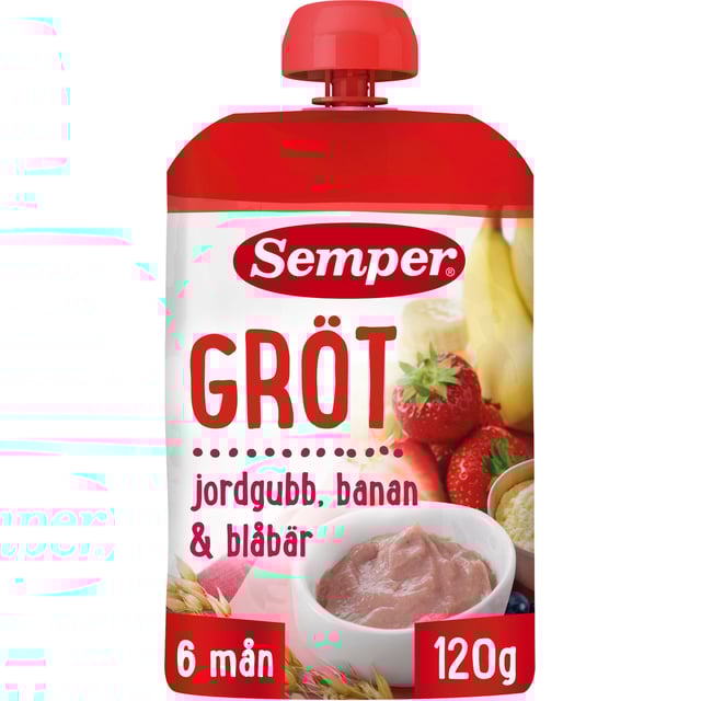 Semper Grötklämmis Jordgubb, Banan & Blåbär 120g
