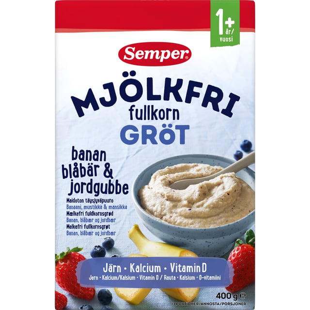 Semper Fullkornsgröt Banan Blåbär & Jordgubbe 400 g