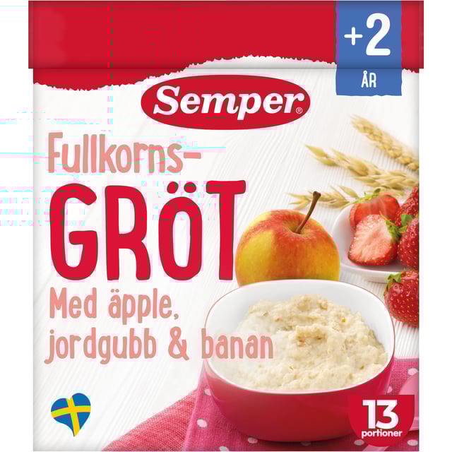 Semper Fullkornsgröt med äpple, jordgubb & banan 470 g