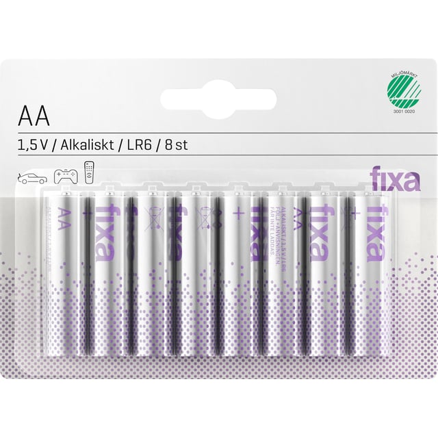 Fixa AA LR6 Batterier 8 st