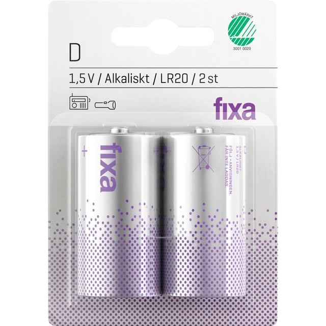 Fixa Batterier LR20 D 2 st