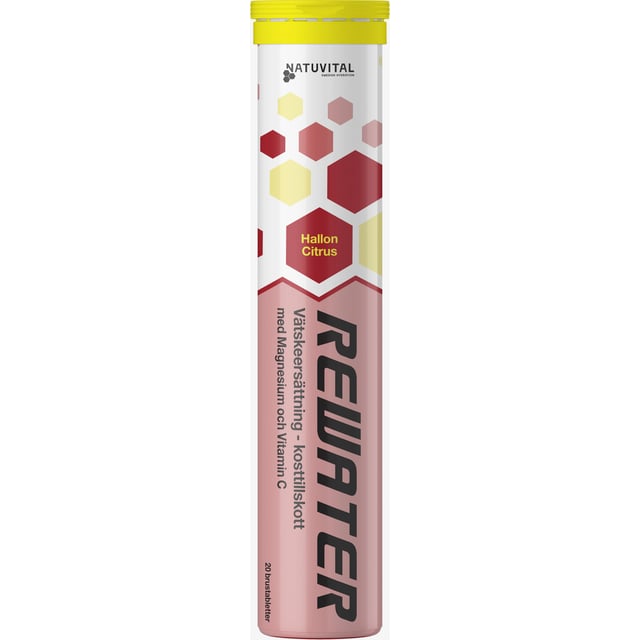 Natuvital ReWater Vätskeersättning Hallon/Citrus 20 brustabletter