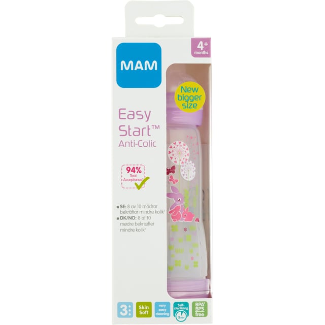 MAM Easy Start Anti-Colic Nappflaska 4+ Månader 320 ml - Olika färger