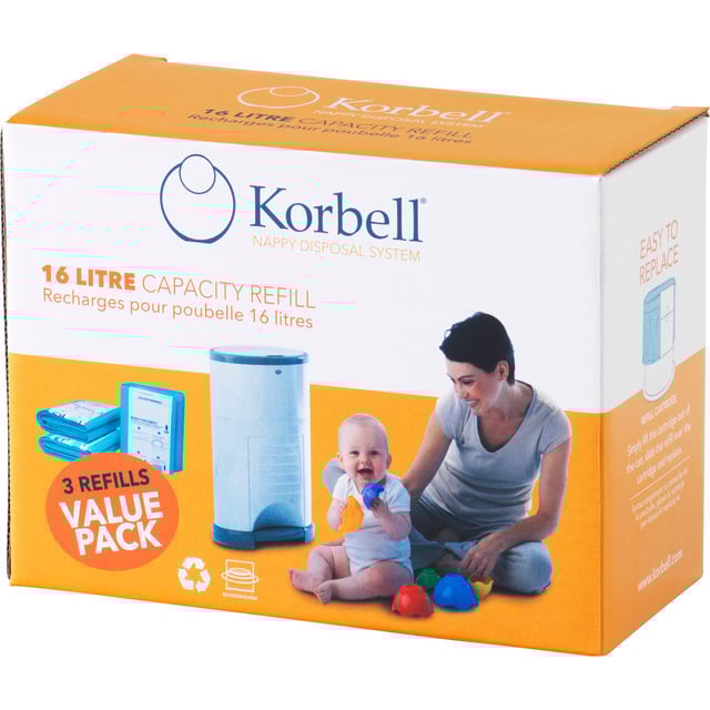 Korbell Refill till Korbell Blöjhink 16 Liter 3-pack
