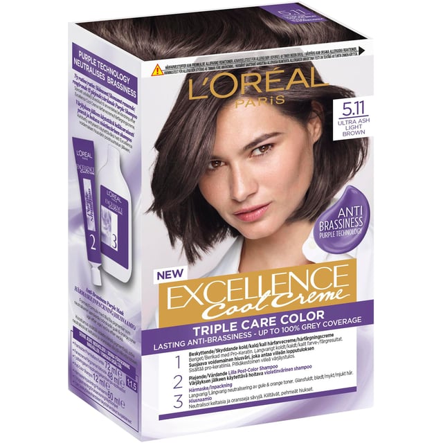L'Oréal Paris, Excellence Cool Crème permanent hårfärg upp till 100% gråhårstäckning