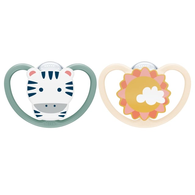 NUK Space Napp Silikon 6-18 Månader Grön/Rosa 2 st