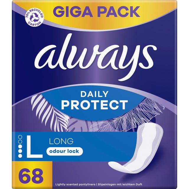 Always Dailies Large Extra Protect Trosskydd med mild doft 68 st