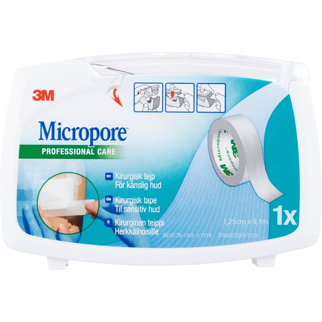 Micropore Kirurgisk Tejp Vit 1,25cm x 9,1m 1 st