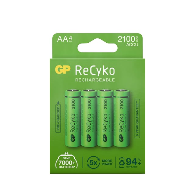 GP Batteries ReCyko AA-batteri 2100mAh 4 st