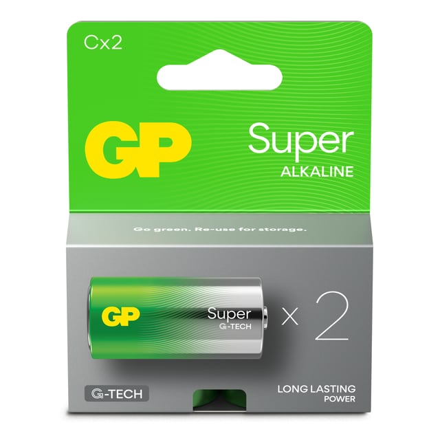 GP Super Alkaline C-batteri 14A/LR14 2-pack