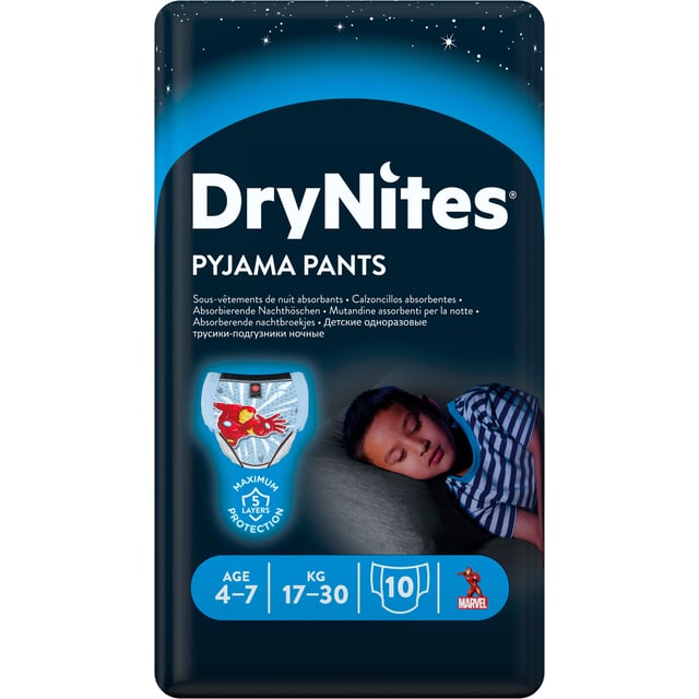 DryNites Nattblöja pojke, 10 stk, 4-7 år 10 st