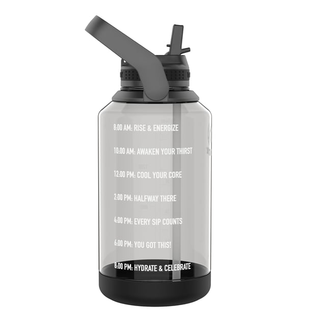 TAKEYA Tritan Motivational Straw Bottle Stormy Black 1900 ml