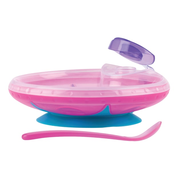 Nuby Warming Plate With Spoon Pink +3m 1 st
