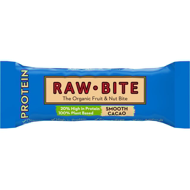 Rawbite Frukt & Nötbar Protein Smooth Cacao 45g