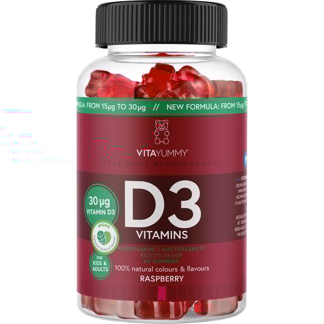 VitaYummy D3 Vitamins Raspberry 60 tuggtabletter
