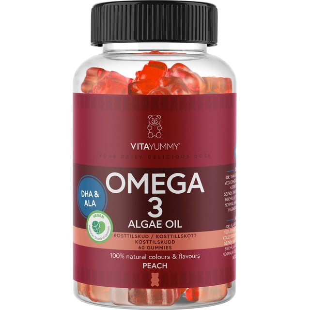 Vitayummy Omega-3 Peach 60 tuggtabletter