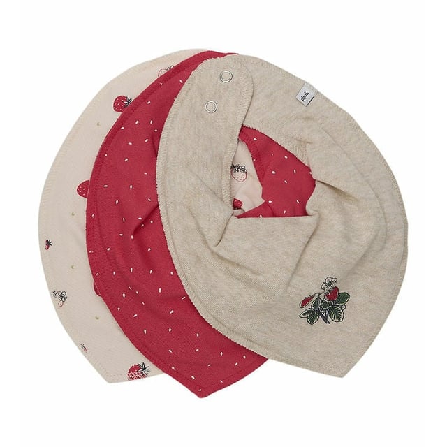 Pippi Bandana Bib True Red Mix 3 st - olika mönster