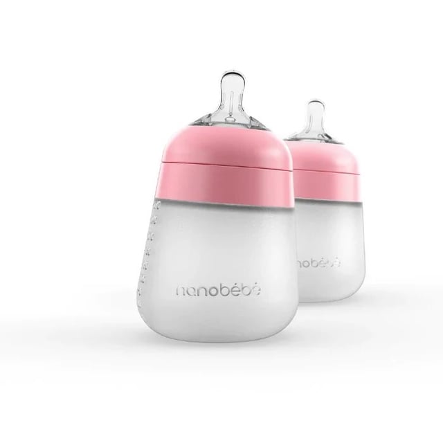 Nanobébé Flexy Silikonflaska 270 ml Rosa 2-pack