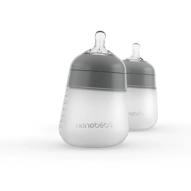 Nanobébé Flexy Silikonflaska 270 ml Grå 2-pack
