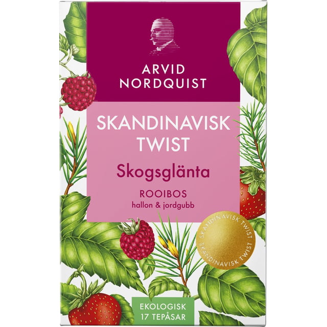 ARVID NORDQUIST Skandinavisk Twist Skogsglänta Rooibos Hallon & Jordgubb 17 påsar