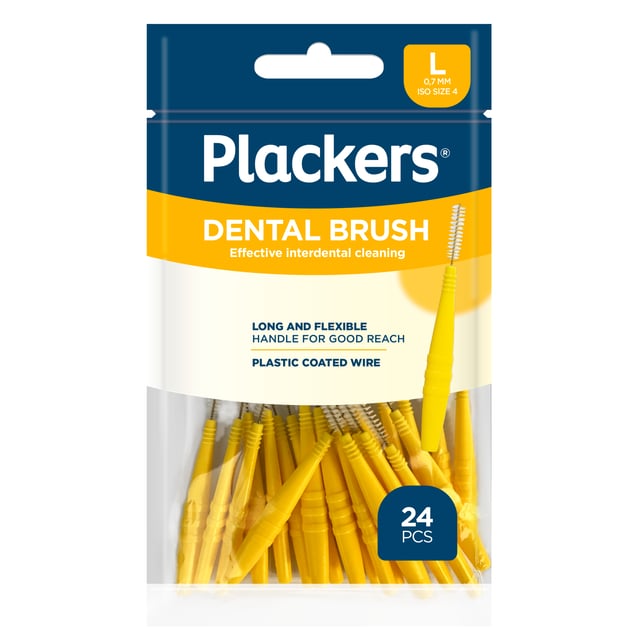 Plackers Dental Brush Mellanrumsborste Gul L (0,7 mm) 24 st