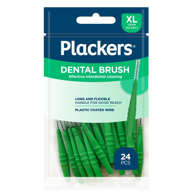 Plackers Dental Brush Mellanrumsborste Grön XL (0,8 mm) 24 st