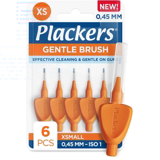 Plackers Gentle Brush Skonsam Mellanrumsborste Orange XS (0,45 mm) 6 st