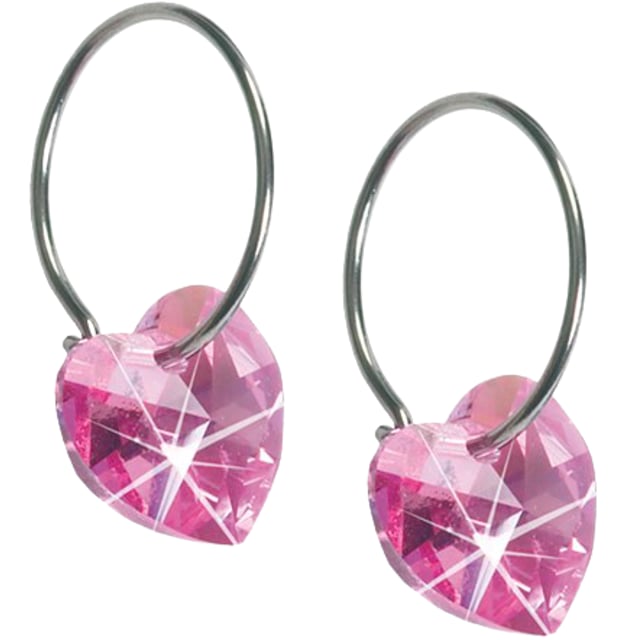 Blomdahl Örhängen NT Heart 10 mm & Ring 14 mm Rose 1 par