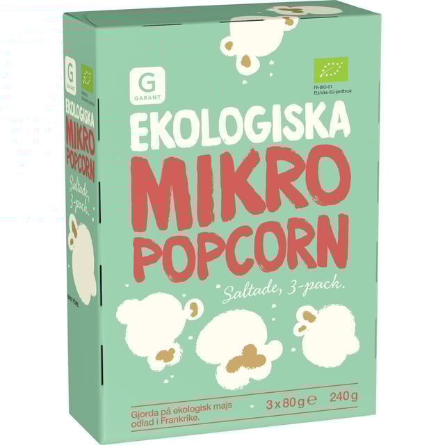 Garant Mikropopcorn Ekologiska 240g