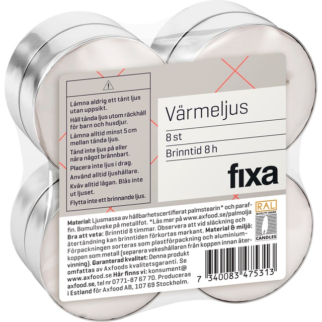 Fixa Värmeljus 8 st