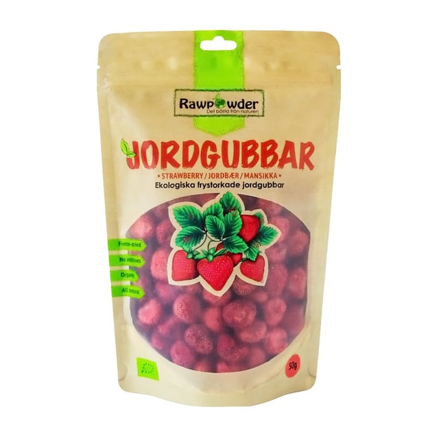 Rawpowder Jordgubbar Frystorkade EKO 50g